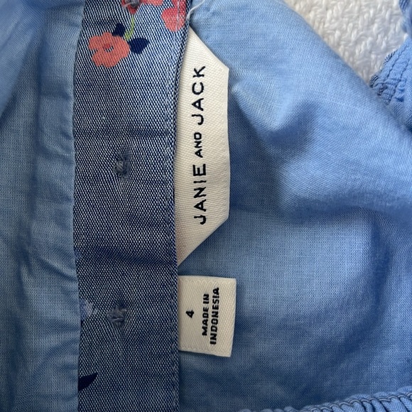 Janie and Jack Blue Smocked Floral Sundress with Puff Sleeves Girls’ 4 - Picture 4 of 6